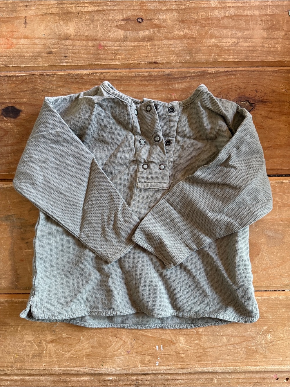Boheme Olive Long-Sleeve Henley Top for Kids